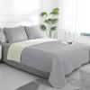 Easy-Going Queen Plus Size Reversible Quilt Set with 1 Quilt and 2 Pillow Shams, Soft Bed Quilt Cover, Water Resistant Lightweight Microfiber Bedspread, Stain Resistant, Light Gray/Ivory view 1
