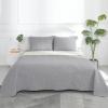 Easy-Going Queen Plus Size Reversible Quilt Set with 1 Quilt and 2 Pillow Shams, Soft Bed Quilt Cover, Water Resistant Lightweight Microfiber Bedspread, Stain Resistant, Light Gray/Ivory view 2