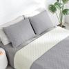 Easy-Going Queen Plus Size Reversible Quilt Set with 1 Quilt and 2 Pillow Shams, Soft Bed Quilt Cover, Water Resistant Lightweight Microfiber Bedspread, Stain Resistant, Light Gray/Ivory view 3