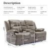 Olodumare Leather Recliner Loveseat, Home Theater Seating with Center Console, LED Light Strip, and Storage Box, Double Recliner Wall Hugger Dual Recliner Sofa 2 Seater for Living Room Office RV(Grey) view 2