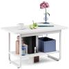 Altsuceser Modern Coffee Table, Coffee Table with Storage Shelf, Tea Table for Living Room, 2 Layer Coffee Table with Stable Base, Easy Assembly White view 1