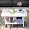 Altsuceser Modern Coffee Table, Coffee Table with Storage Shelf, Tea Table for Living Room, 2 Layer Coffee Table with Stable Base, Easy Assembly White view 2
