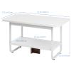 Altsuceser Modern Coffee Table, Coffee Table with Storage Shelf, Tea Table for Living Room, 2 Layer Coffee Table with Stable Base, Easy Assembly White view 3