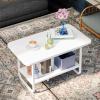 Altsuceser Modern Coffee Table, Coffee Table with Storage Shelf, Tea Table for Living Room, 2 Layer Coffee Table with Stable Base, Easy Assembly White view 4