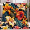 Colorful Tropical Plant and Flower Print Throw Blanket Full 50" x 60" Non Shedding Lightweight Colorful Fleece Blankets Soft Warm for Adults Kids Girl Gifts, Throw Blanket for Bed Couch Bedroom Sofa view 1