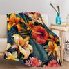 Colorful Tropical Plant and Flower Print Throw Blanket Full 50" x 60" Non Shedding Lightweight Colorful Fleece Blankets Soft Warm for Adults Kids Girl Gifts, Throw Blanket for Bed Couch Bedroom Sofa view 2