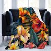 Colorful Tropical Plant and Flower Print Throw Blanket Full 50" x 60" Non Shedding Lightweight Colorful Fleece Blankets Soft Warm for Adults Kids Girl Gifts, Throw Blanket for Bed Couch Bedroom Sofa view 3