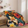 Colorful Tropical Plant and Flower Print Throw Blanket Full 50" x 60" Non Shedding Lightweight Colorful Fleece Blankets Soft Warm for Adults Kids Girl Gifts, Throw Blanket for Bed Couch Bedroom Sofa view 4