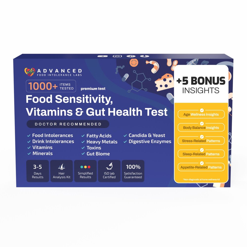 AFIL Food Sensitivity Test kit - 1000+ Foods, Drinks, Vitamins & Gut Health | At-Home Wellness Food Intolerance Test Kits for Adults & Kids - Non-Invasive Wellness Indicator | 1000+ Items Upgraded