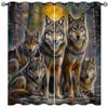 18TH CROZY Wolf Blackout Curtains for Girls Boy Home Decor, Wild Animals Nature Forest Woodland Trees Grommet Thermal Insulated Drapes Darkening Window Curtain for Bedroom Living Room, 72 x 63 Inch view 1