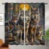 18TH CROZY Wolf Blackout Curtains for Girls Boy Home Decor, Wild Animals Nature Forest Woodland Trees Grommet Thermal Insulated Drapes Darkening Window Curtain for Bedroom Living Room, 72 x 63 Inch view 2