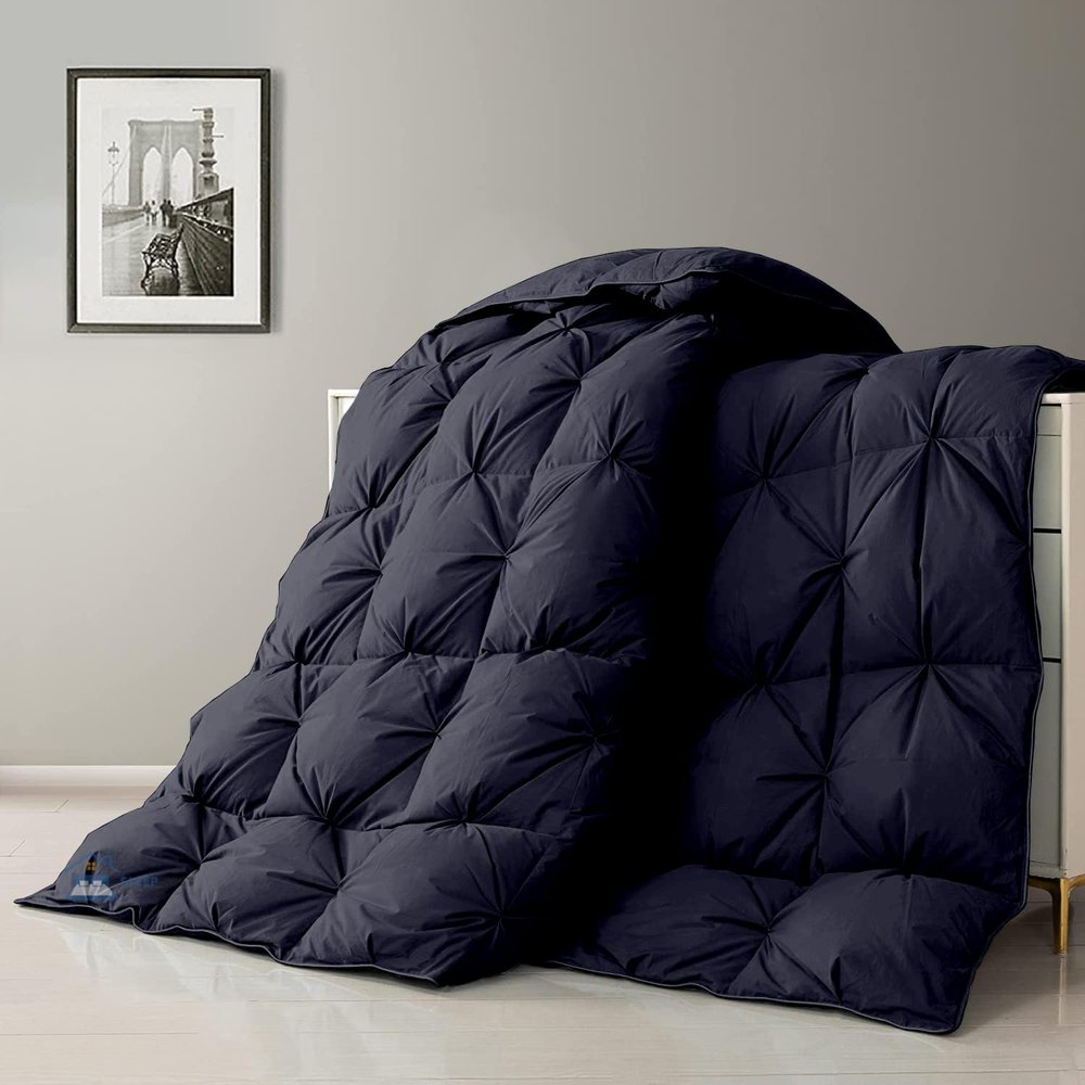 SLEEP-NEST 1000TC 132x132 King Comforter Pinch Pleated Duvet Insert with 8 Corner tabs 1 Piece All Season Down Alternative 500 GSM Medium Warm Oversized King Quilts Breathable, Navy Blue