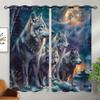 18TH CROZY Wolf Blackout Curtains for Girls Boy Home Decor, Fantasy Nature Forest Wolf Hunting Moon Grommet Thermal Insulated Drapes Darkening Window Curtain for Bedroom Living Room, 72 x 63 Inch view 2