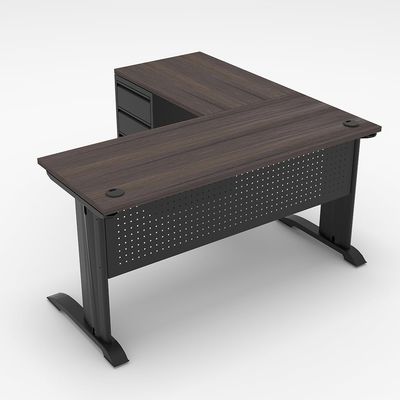 SKUTCHI DESIGNS INC. 5X5 L-Shaped Laminate Desk with Storage Cabinet | Desk with Charcoal Modesty Panel | Indigo Series |Asian Night