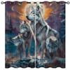 18TH CROZY Wolf Blackout Curtains for Girls Boy Home Decor, Nature Forest Wolf Hunting Wild Animal Moon Grommet Thermal Insulated Drapes Darkening Window Curtain for Bedroom Living Room, 72 x 63 Inch view 1