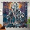 18TH CROZY Wolf Blackout Curtains for Girls Boy Home Decor, Nature Forest Wolf Hunting Wild Animal Moon Grommet Thermal Insulated Drapes Darkening Window Curtain for Bedroom Living Room, 72 x 63 Inch view 2