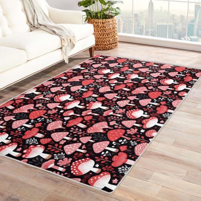 TANTANICAL Kids Pink Mushroom Rug 3x5, Mushrooms Rugs for Girls Bedroom Room Decor, Cute Flower Mushroom Area Rug, Nursery Classroom Playroom Indoor Floor Carpet, Washable Non Slip Stain Resistant