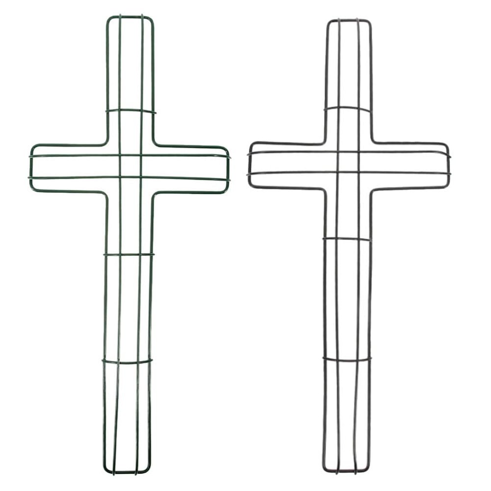 Cabilock 2pcs Cross Metal Wreath Frame Flower Garden Decor Wire Structure for Easy Installation for Easter Christmas Halloween and Festive Wall Decorations