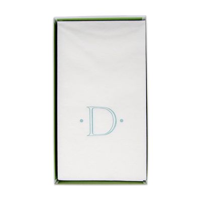 Caspari Antique Robin's Egg Single Initial Guest Towel Napkins in Letter D- 2 Pack of 24