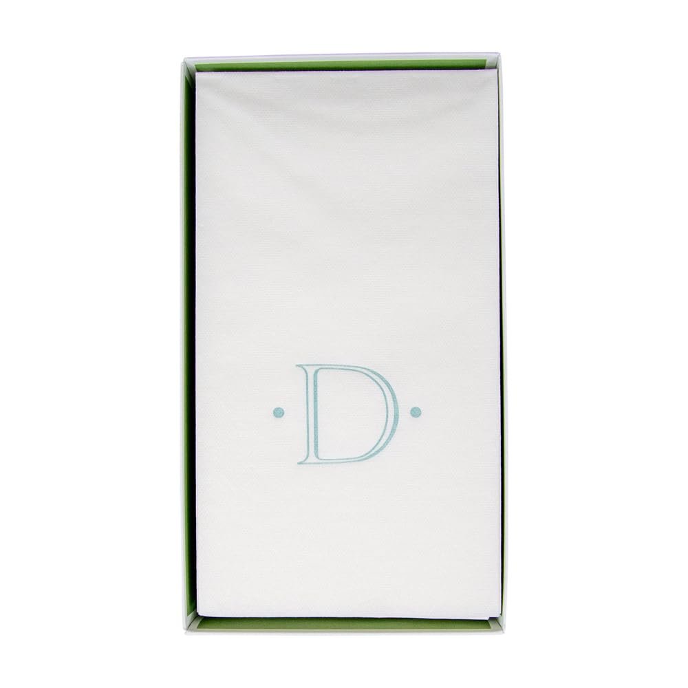 Caspari Antique Robin's Egg Single Initial Guest Towel Napkins in Letter D- 2 Pack of 24
