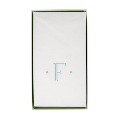 Caspari Antique Robin's Egg Single Initial Guest Towel Napkins in Letter F- 3 Pack of 24