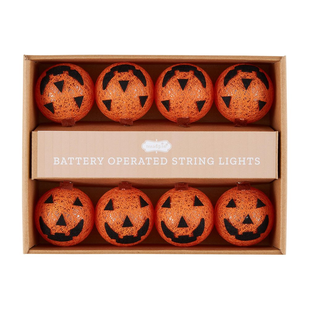 Mud Pie String Ball Lights, Pumpkin, 61"