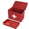 Plexon 8.5" Metal First Aid Box Empty, Medicine Storage Bin with Lid, Emergency Supplies Organizer, Portable First Aid Kit Case, Red view 1