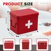 Plexon 8.5" Metal First Aid Box Empty, Medicine Storage Bin with Lid, Emergency Supplies Organizer, Portable First Aid Kit Case, Red view 2