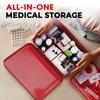 Plexon 8.5" Metal First Aid Box Empty, Medicine Storage Bin with Lid, Emergency Supplies Organizer, Portable First Aid Kit Case, Red view 4