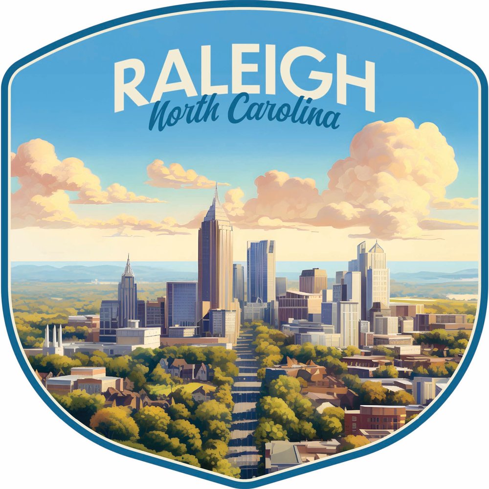 Raleigh North Carolina Daytime Cityscape Design Souvenir Die Cut Decorative Flat Magnet 3-Inch