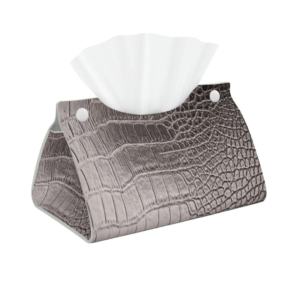 Fun Crocodile Texture Luxury Leather Tissue Box, Home Rectangular Napkin Tissue Storage Box, Suitable for Bathroom, Living Room, Office Decoration