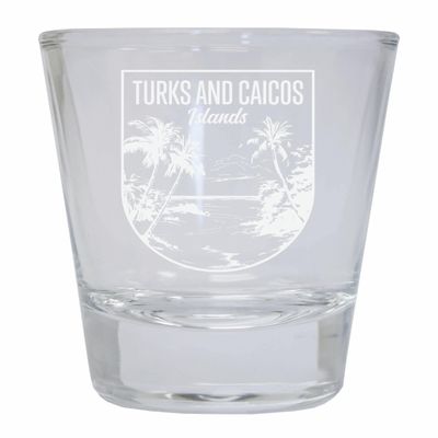 Turks and Caicos Islands Souvenir 2 Ounce Engraved Shot Glass Round Clear Single Unit