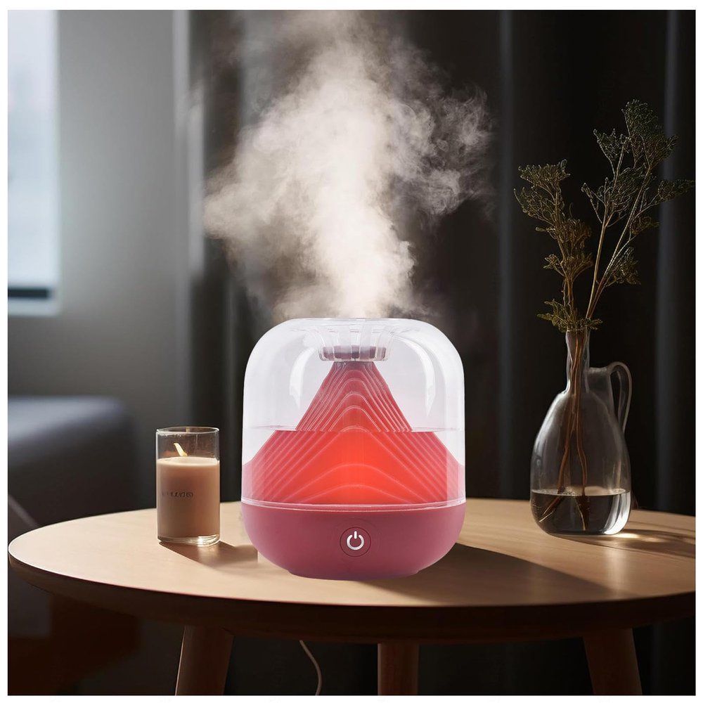 AKYLDI Landscape Design Desk Humidifier, 700ml Small Humidifier for Plants, USB Rechargeable Room Humidifier for Bedroom for Small Bedroom, Kids Rooms, or office,Red