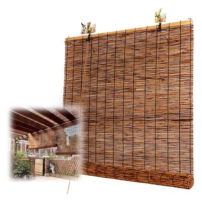 Bamboo Shades for Indoor/Outdoor, Bamboo Roller Shades Bamboo Blind Light Filtering Bamboo Roller Blinds, 26" 34" 38" 40" 52" 56" 62" 64" 70" 72" Wide for Home Window Brown Cordless Curtains(56" x 48"