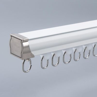 Curtain Track Aluminium Curtain Poles, Heavy-Duty Curtain Rails, Ceiling Or Wall Mount, Curtain Rod With Mute Track Curtain, For Room Divider, Living Room, Bathroom, Bedroom(Color:White -ceiling,Size: