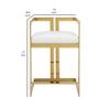 Benjara Suki 26" Counter Height Chair- White Faux Leather- Gold Cantilever Base view 3