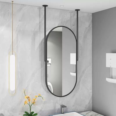 Oval bathroom mirror, black oval mirror, gold oval mirror, bathroom vanity mirror, wall mounted mirror, suitable for bathroom, bedroom, living room, corridor 23.635.4in black does not emit light