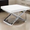 Benjara Rix 21" Side End Table- 1 Drawer- X Shape Steel Legs- White Wood Top view 2
