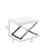 Benjara Rix 21" Side End Table- 1 Drawer- X Shape Steel Legs- White Wood Top view 3