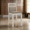Benzara Marie 26 Inch Counter Height Chair- Khaki Fabric Seat- Back- Beige- Set of 2 view 2