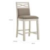 Benzara Marie 26 Inch Counter Height Chair- Khaki Fabric Seat- Back- Beige- Set of 2 view 3