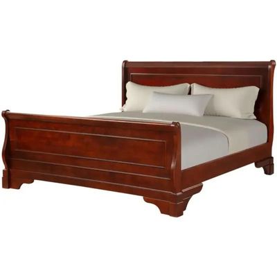 Benjara Verl Full Size Bed, Classic Sleigh Panel Design, Rich Brown Poplar Wood