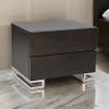 Benjara Sam 20" NightStand- 2 Drawers- Espresso Brown- High Polished Metal Legs view 2