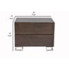 Benjara Sam 20" NightStand- 2 Drawers- Espresso Brown- High Polished Metal Legs view 3