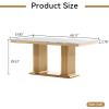 68.11 Inch Faux Marble Dining Table, Large Size Faux Marble Kitchen Dining Table, Modern Rectangular Dinner Table with Stainless Steel Legs (White) view 2