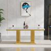 68.11 Inch Faux Marble Dining Table, Large Size Faux Marble Kitchen Dining Table, Modern Rectangular Dinner Table with Stainless Steel Legs (White) view 4