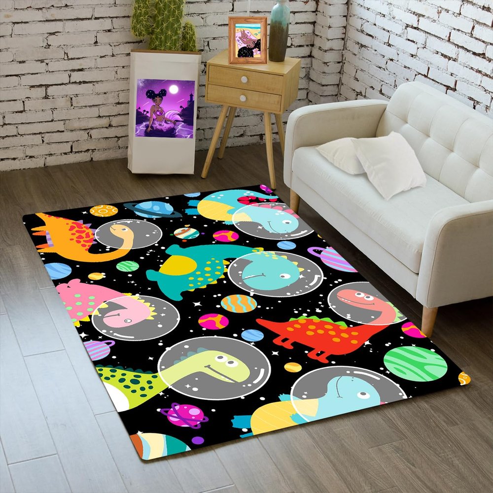 Dinosaur Rugs for Boys Bedroom - Cartoon Dinosaur Rug for Kids Bedroom Decor Dino Carpet for Living Room, Dino Animal Print Rug for Boys Girls Teens Play Mat, 2x3 Feet