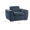 Benzara Rida 45 Inch Chair- Pull Out Ottoman- Adjustable Headrest- Solid Wood- Blue view 3