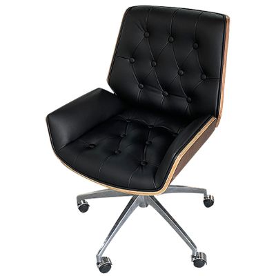 Ergonomic Home Office Chair, Vintage Button Back, Computer Swivel Desk Chair Rolling Task PU Leather Work Chair for Living Room, Home Office, Bedroom