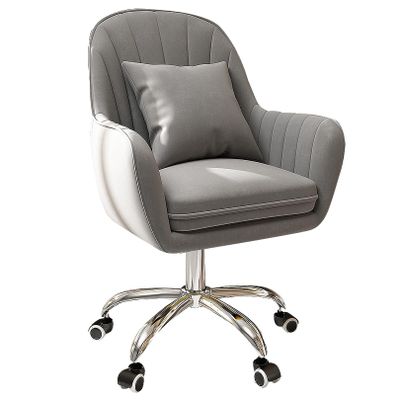 Velvet Office Desk Chair, Upholstered Home Task Chairs with 360 Swivel Wheels, Ergonomic Office Chair for Living Room, Bedroom, Office, Vanity Study, Comfortable Armrests, Grey